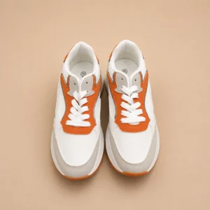 Baskets plateforme blanches & orange flashy