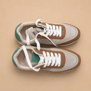 Baskets casual chic beige & vert d’eau