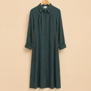 Robe chemise longue vert forêt – An'ge