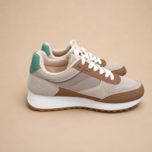 Baskets casual chic beige & vert d’eau