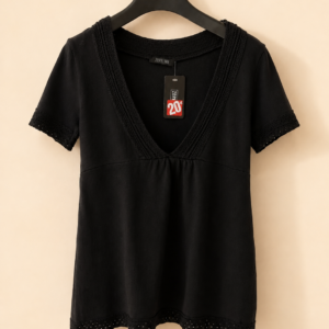 Tunique maille astor col V bordure crochet – Zepeline