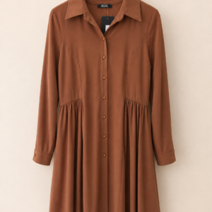 Robe chemise camel col cranté – Zepeline