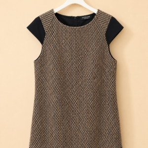 Robe Zepeline Créateur texturée beige et noire