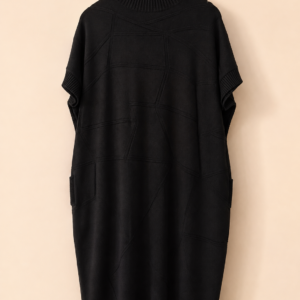 Robe pull jacquard noire manches courtes col montant S/M – Zepeline