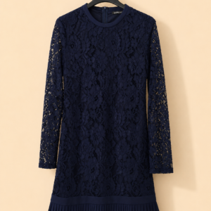 Robe de soirée Zepeline en dentelle bleu marine