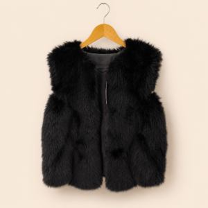 Gilet noir en fausse fourrure – Zepeline